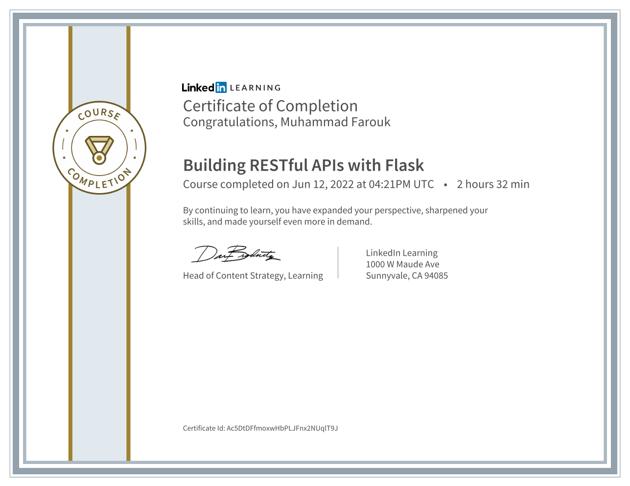 Building RESTful APIs with Flask Certificate